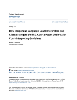 How Indigenous-Language Court Interpreters and Clients Navigate the U.S