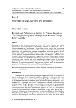 International Philanthropic Support for African Education: the Complex Interplay of Ideologies and Western Foreign Policy Agenda
