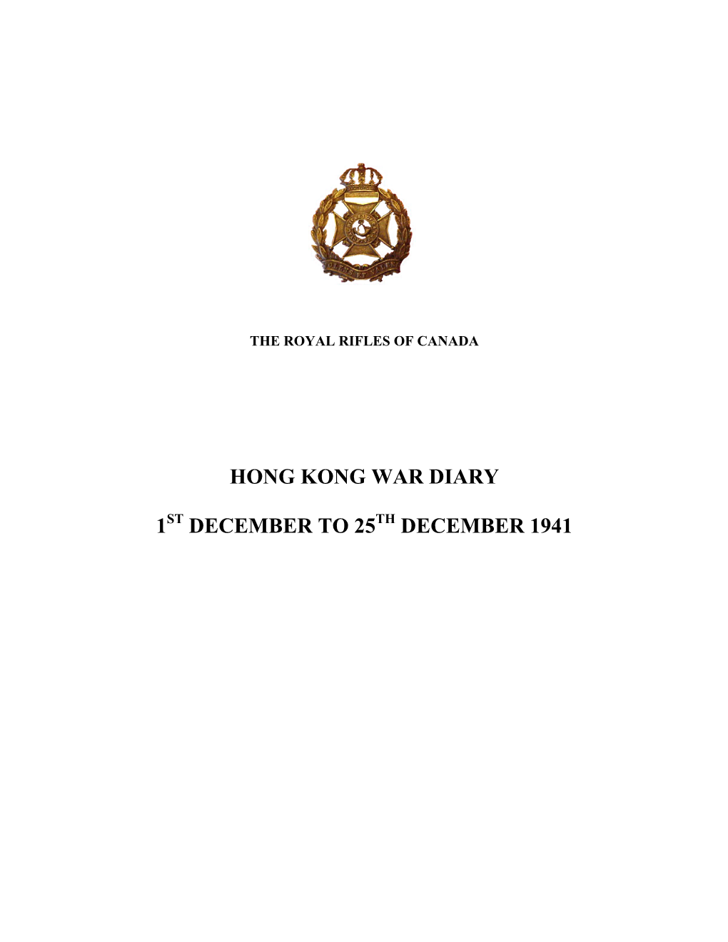 Hong Kong War Diary 1