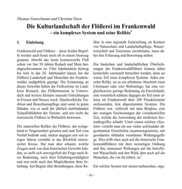 Die Kulturlandschaft Der Flößerei Im Frankenwald – Ein Komplexes System Und Seine Relikte1