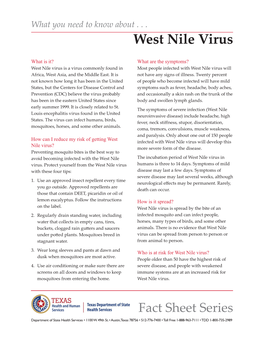 West Nile Virus Fact Sheet
