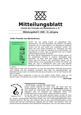 Mitteilungsblatt „Verein Der Freunde Von Marienbrunn E