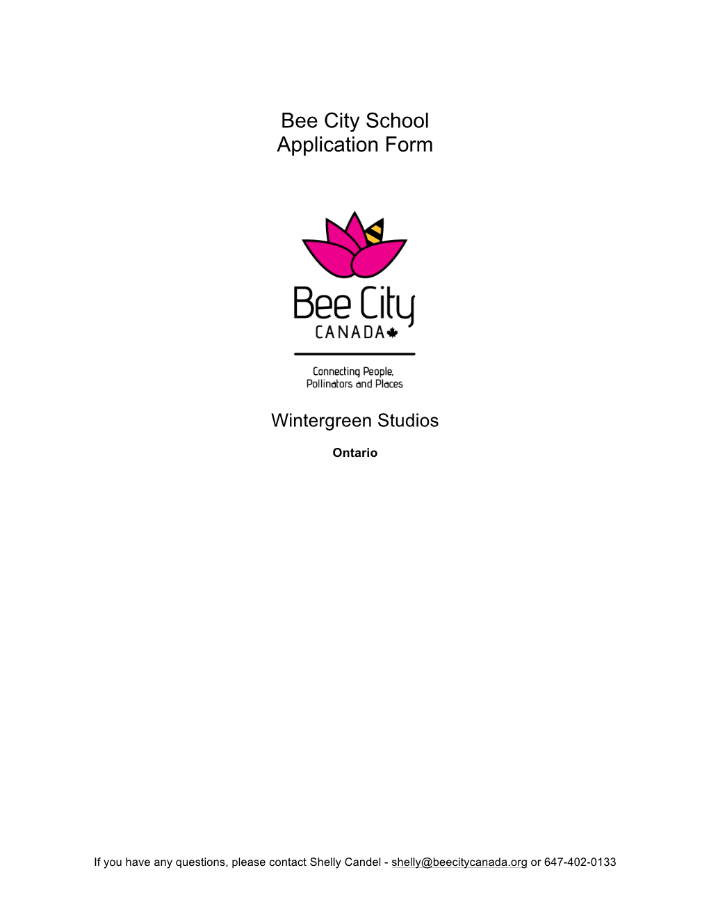 Bee City School Application Form
