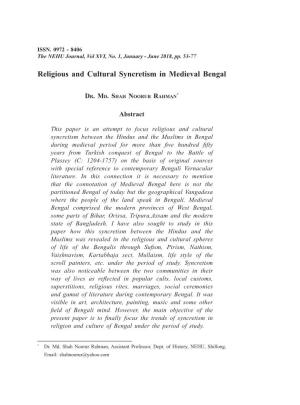 Religious and Cultural Syncretism in Medieval Bengal