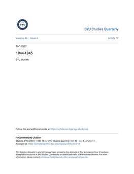 BYU Studies Quarterly 1844-1845
