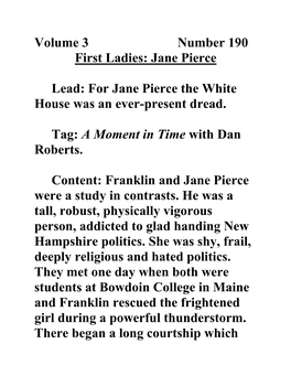 Jane Pierce Lead