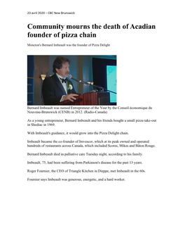 Community Mourns the Death of Acadian Founder of Pizza Chain