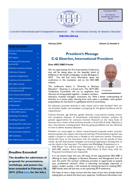 President's Message C-G Ekström, International President