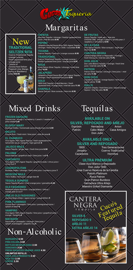 Margaritas Mixed Drinks Non-Alcoholic New Tequilas