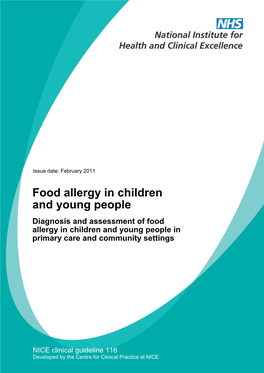 Food Allergy in Children and Young People Diagnosis and Assessment of Food Allergy in Children and Young People in Primary Care and Community Settings