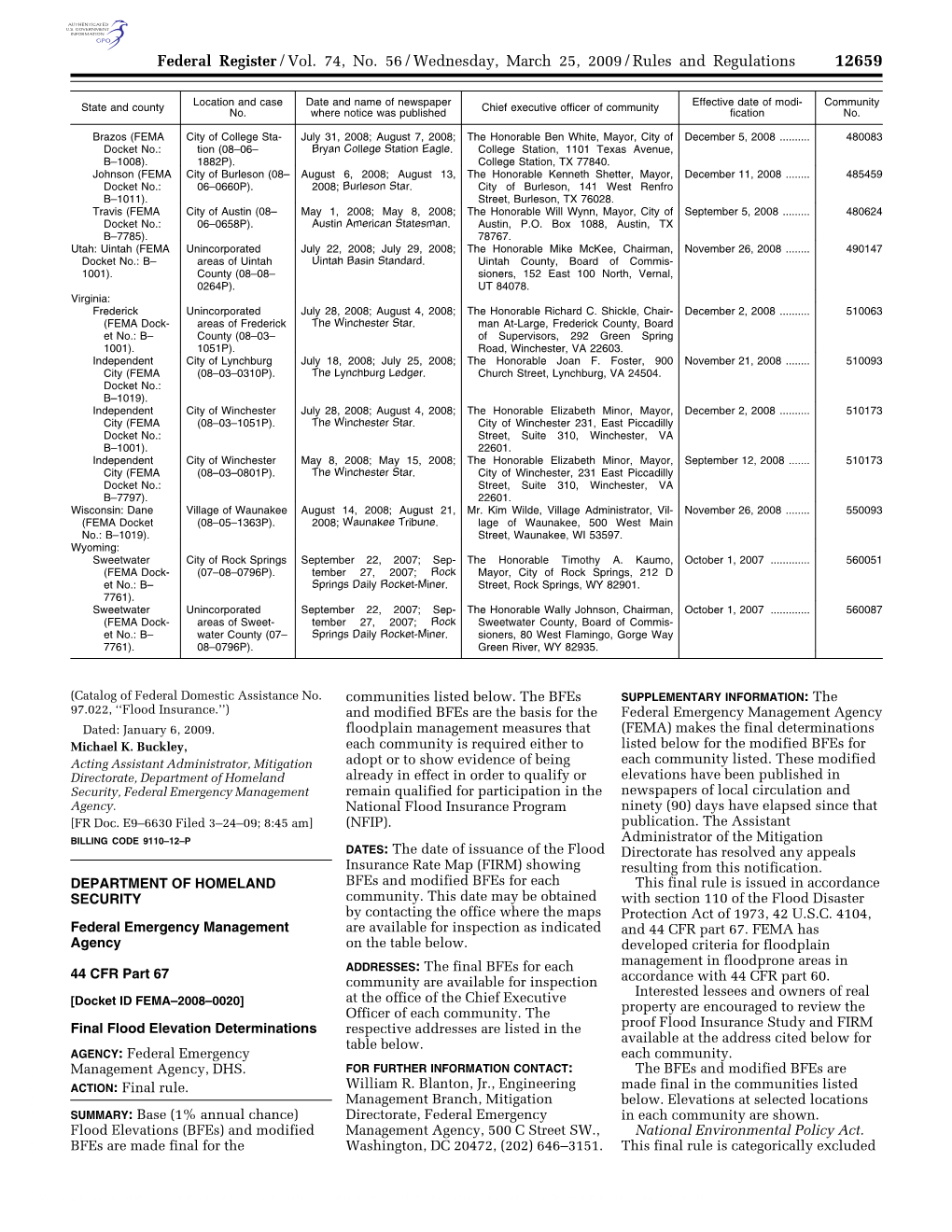 Federal Register/Vol. 74, No. 56/Wednesday, March