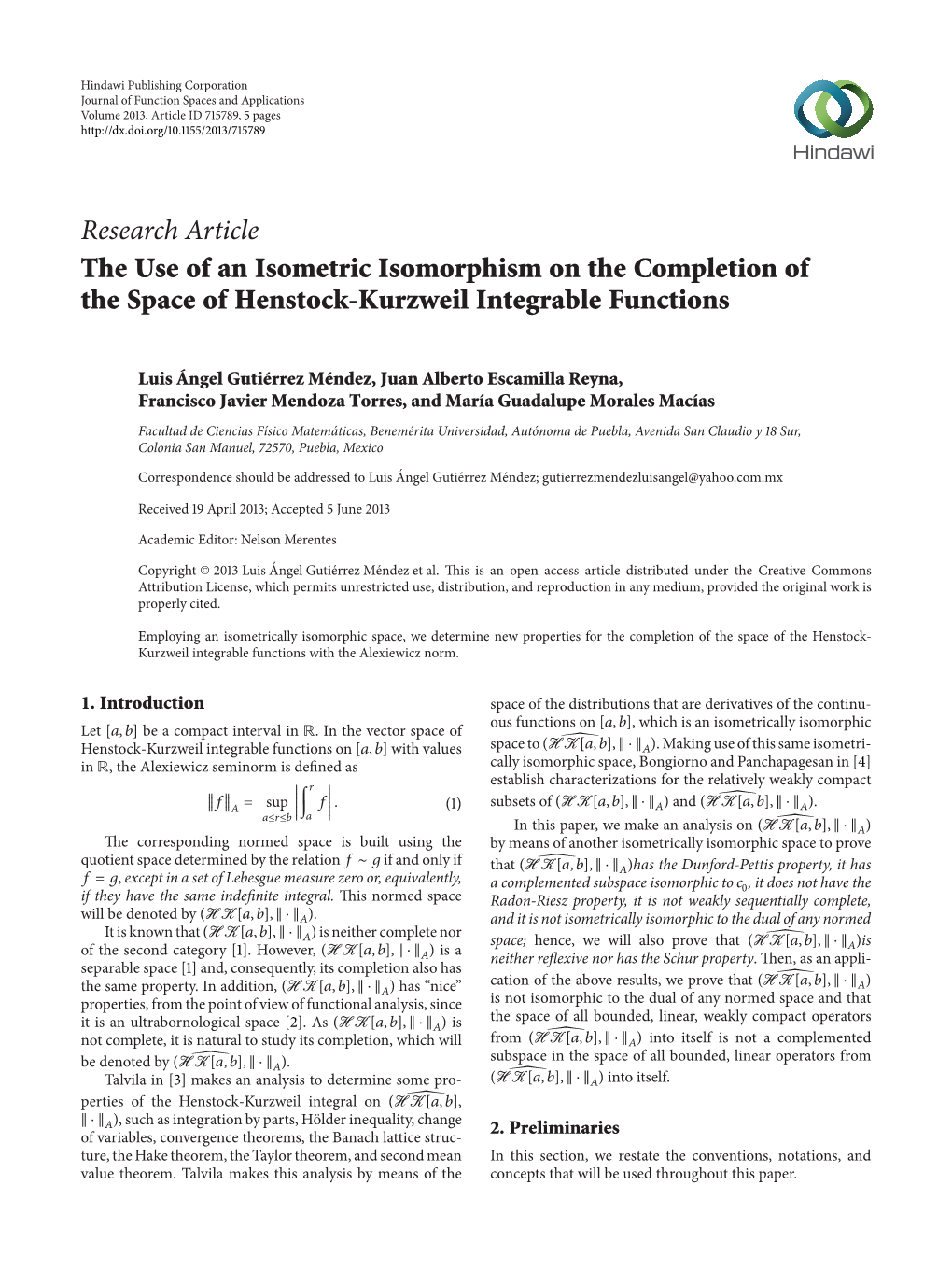 The Use of an Isometric Isomorphism on the Completion of the Space of Henstock-Kurzweil Integrable Functions