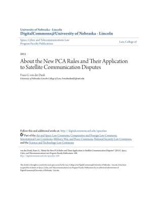 About the New PCA Rules and Their Application to Satellite Communication Disputes Frans G