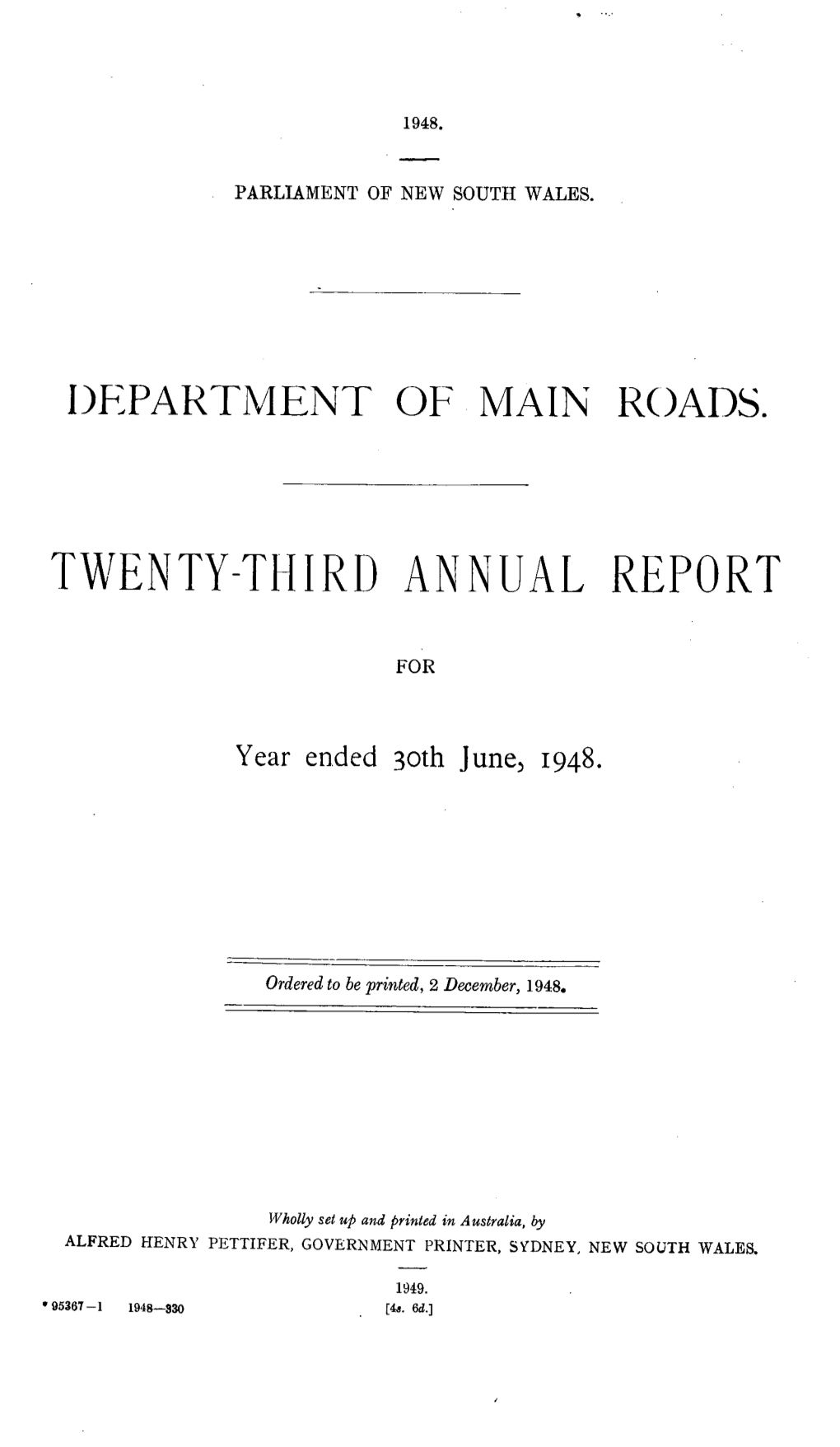 Department of Main Roads New South Wales, 1947-48