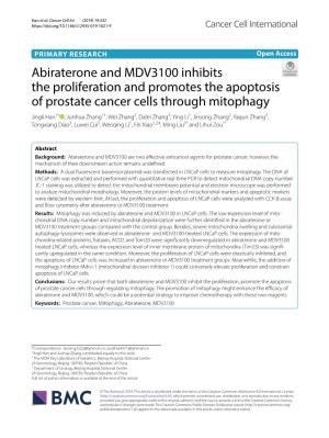 Abiraterone and MDV3100 Inhibits the Proliferation and Promotes The