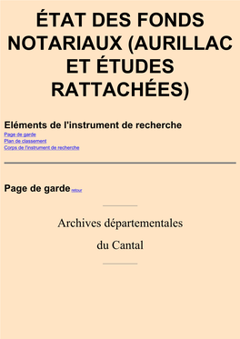 Aurillac Et Études Rattachées)