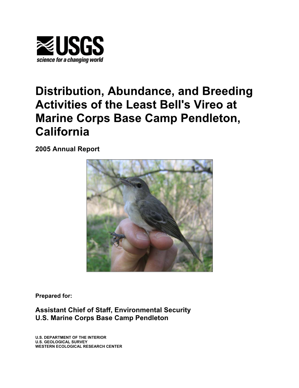 Distribution, Abundance, and Breeding Activities of the Least Bell's Vireo at Marine Corps Base Camp Pendleton, California