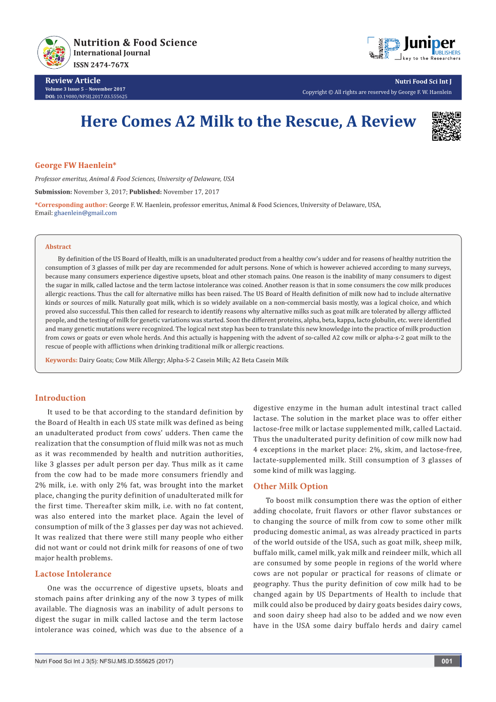 Here Comes A2 Milk to the Rescue, a Review