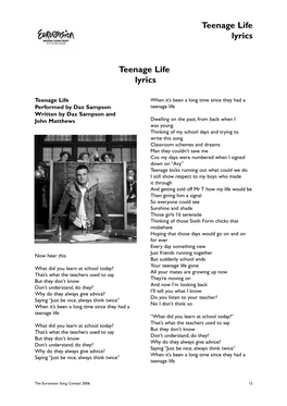 Teenage Life Lyrics