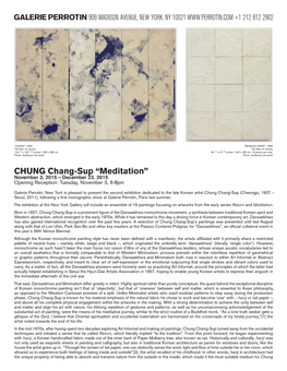 CHUNG Chang-Sup “Meditation” November 3, 2015 – December 23, 2015 Opening Reception: Tuesday, November 3, 6-8Pm
