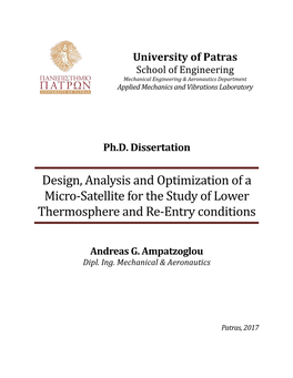 Analysis, Optimization & Construction of a Micro-Satellite for the Study Of