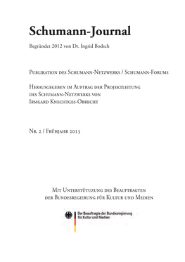 Schumann-Journal Begründet 2012 Von Dr