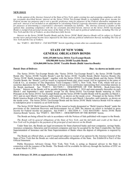 2010ABC State of New York General Obligation Bonds, February 2010