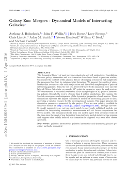 Mergers - Dynamical Models of Interacting Galaxies?