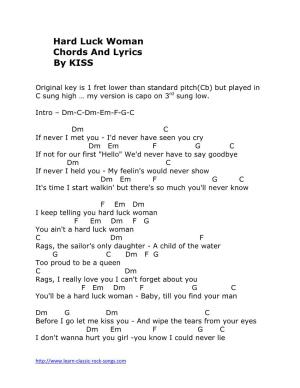 Hard Luck Woman Chords and Lyrics by KISS