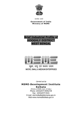 Brief Industrial Profile of HOOGHLY DISTRICT WEST BENGAL