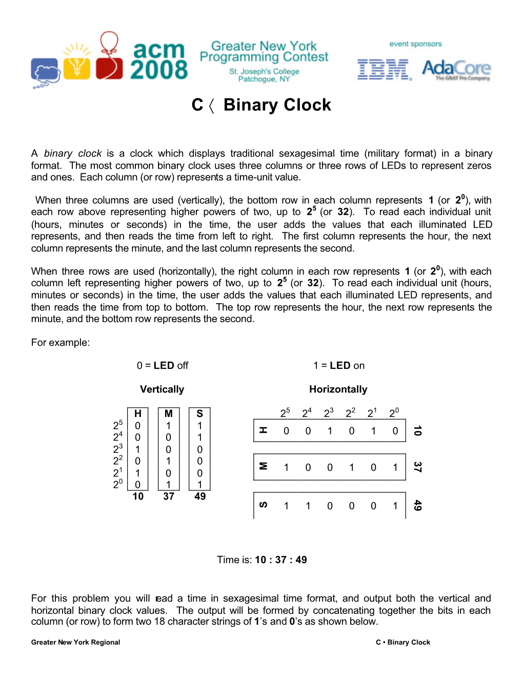 C • Binary Clock