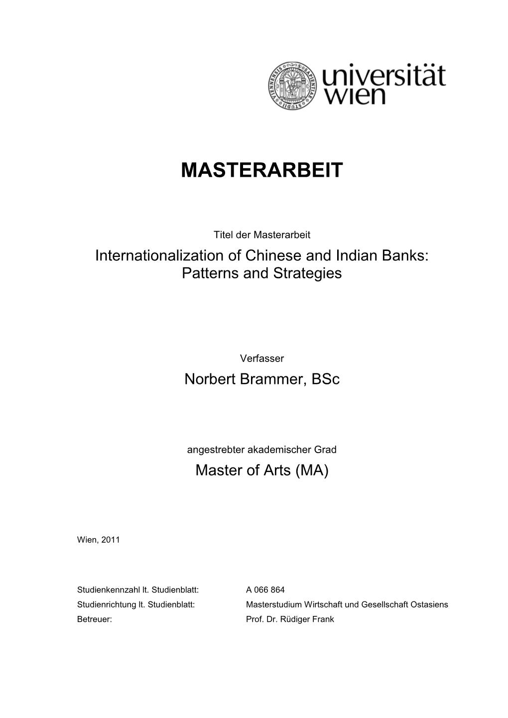 Internationalization of Chinese and Indian Banks: Patterns and Strategies