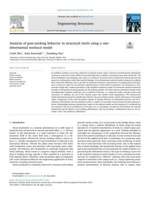 Analysis of Post-Necking Behavior in Structural Steels Using a One-Dimensional Nonlocal Model