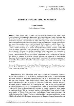 Achebe's Weakest Link: an Analysis