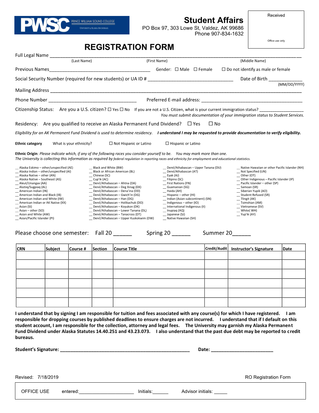 Registration Form