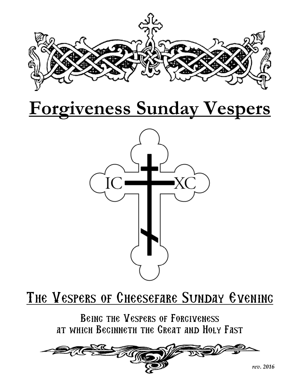 Forgiveness Sunday Vespers