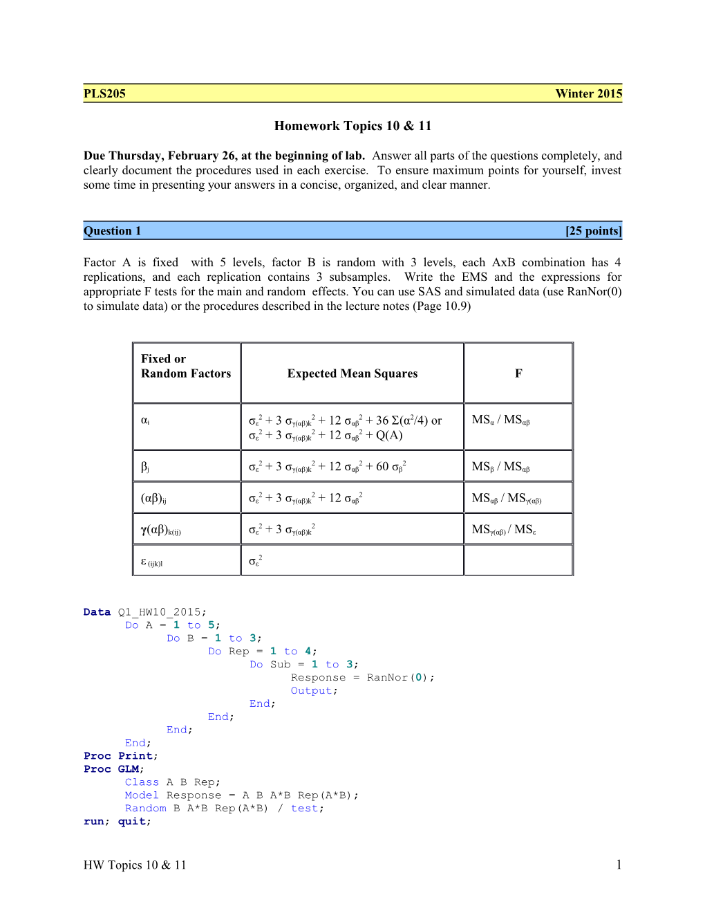 Homework Topic 10 and 11