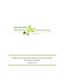 Staff Report on the Homeopathic Medicine & Advertising Workshop