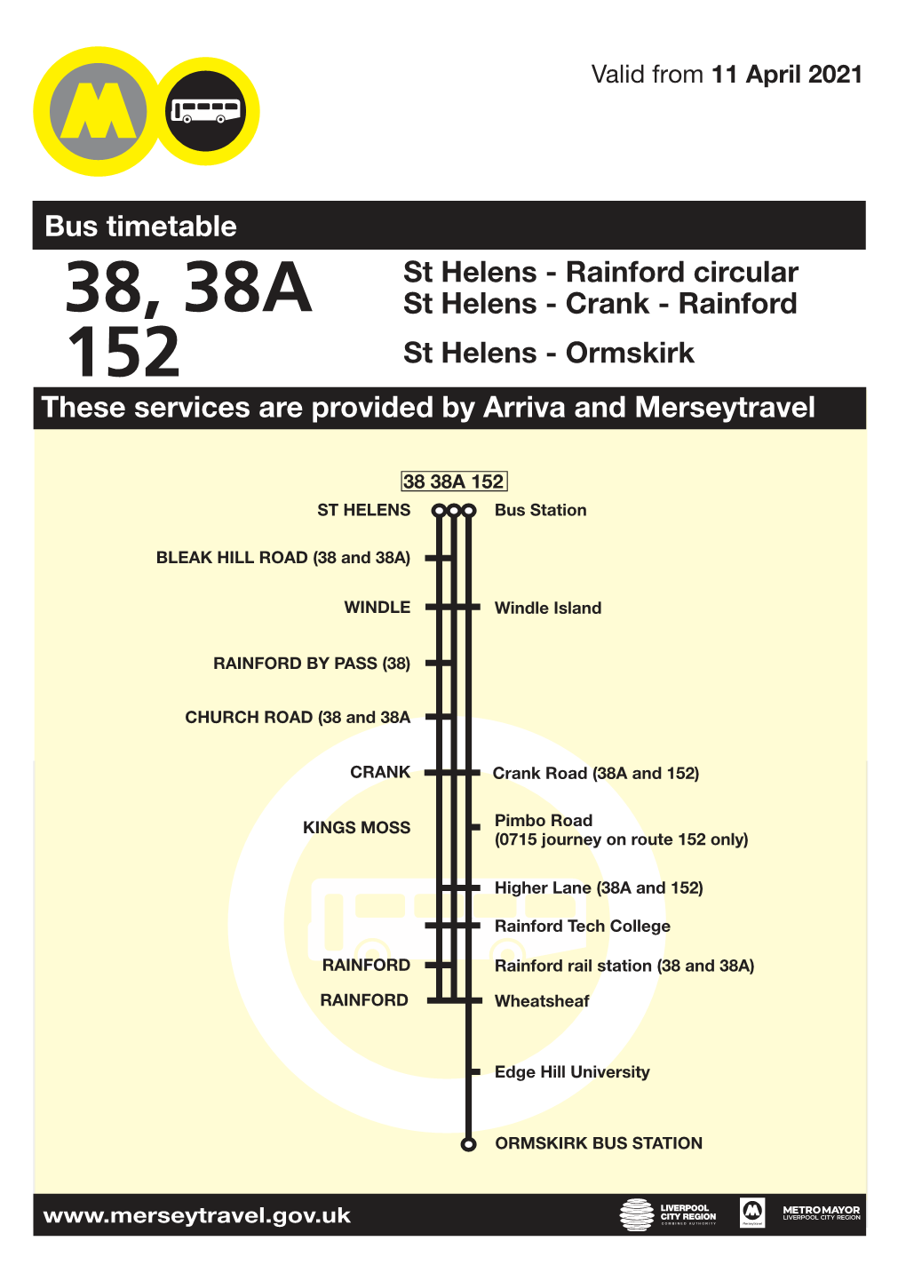 Bus Timetable These Services Are Provided by Arriva and Merseytravel