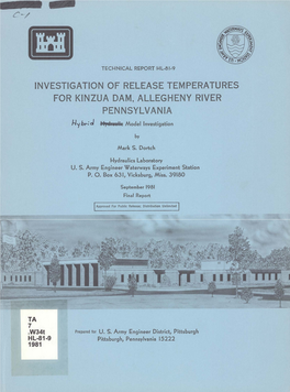 Investigation of Release Temperatures for Kinzua Dam, Allegheny River Pennsylvania
