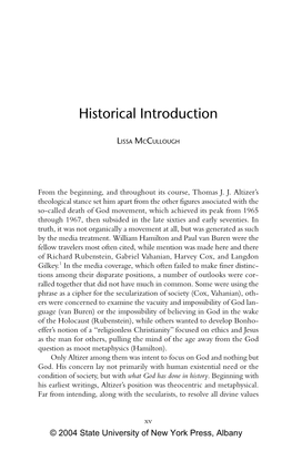 Historical Introduction