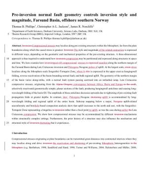 Pre-Inversion Normal Fault Geometry Controls Inversion Style and Magnitude, Farsund Basin, Offshore Southern Norway Thomas B