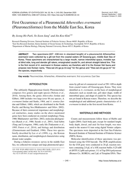 First Occurrence of a Pleuronectid Atheresthes Evermanni (Pleuronectiformes) from the Middle East Sea, Korea
