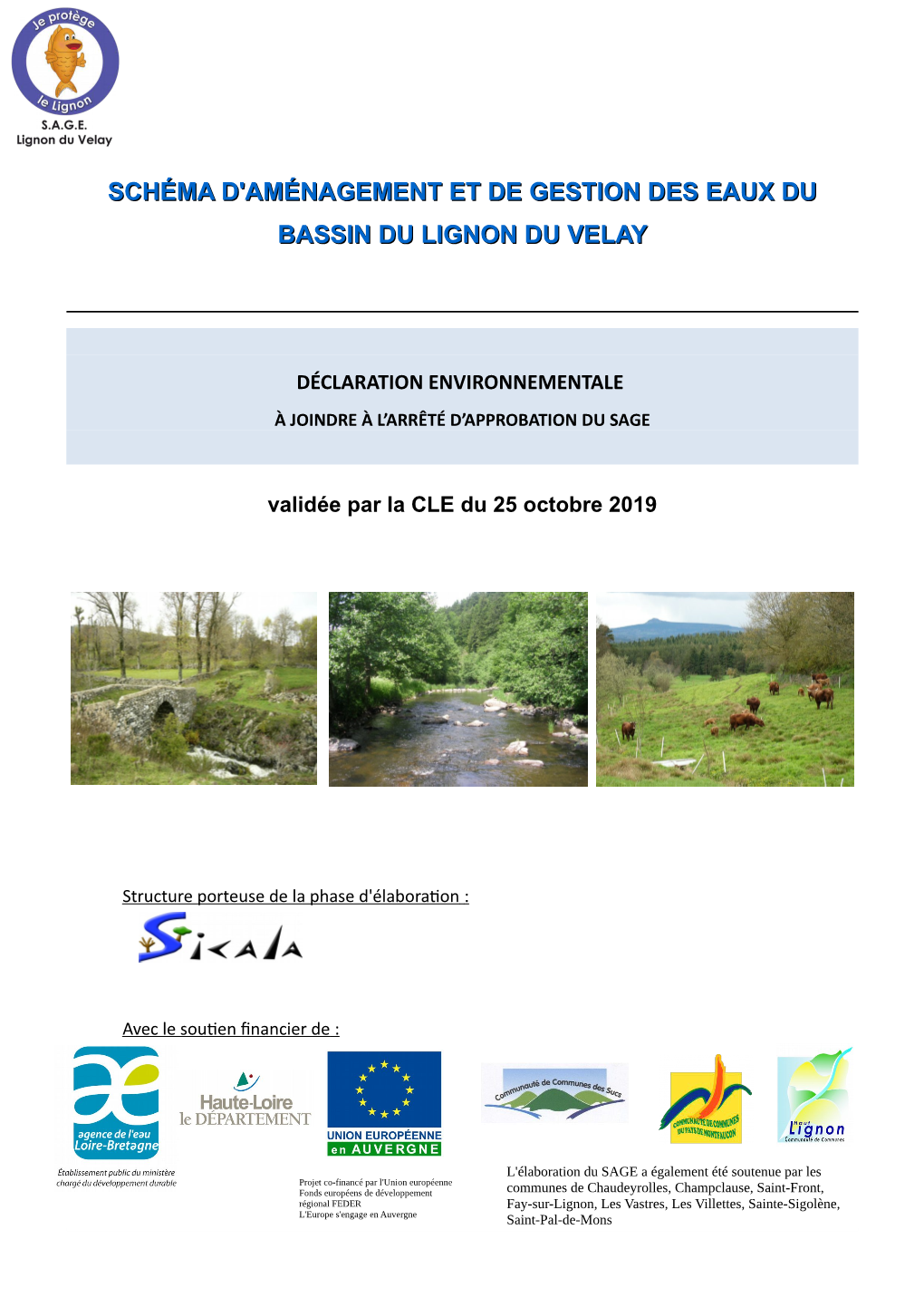 Schéma D'aménagement Et De Gestion Des Eaux Du Bassin Du Lignon Du Velay