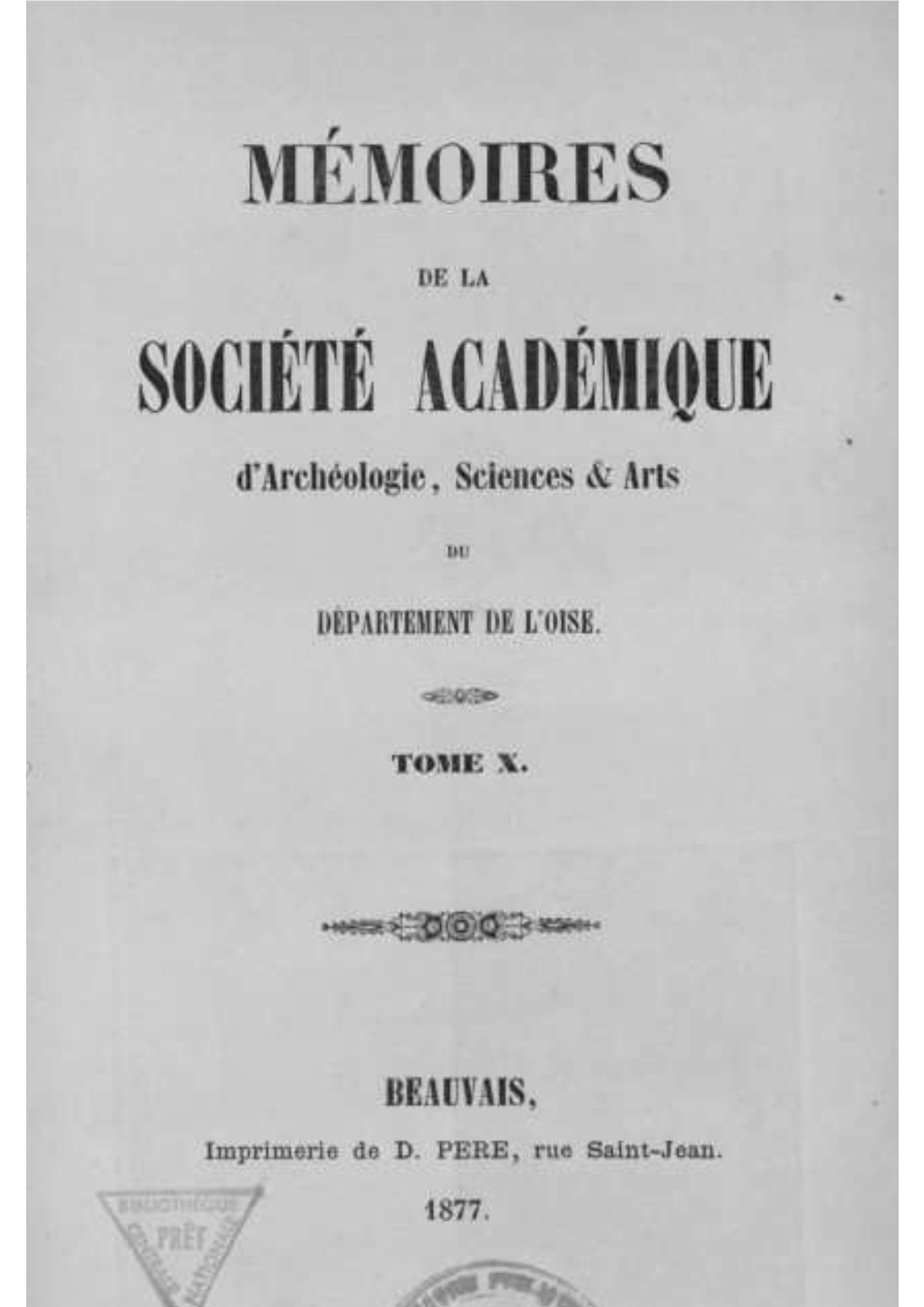 SOCIÉTÉ ACADÉMIQUE D'archéologie,Sciences& Arts