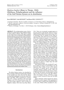 Mollusca, Polyplacophora) and the Influence of the Gulf Stream System on Its Distribution