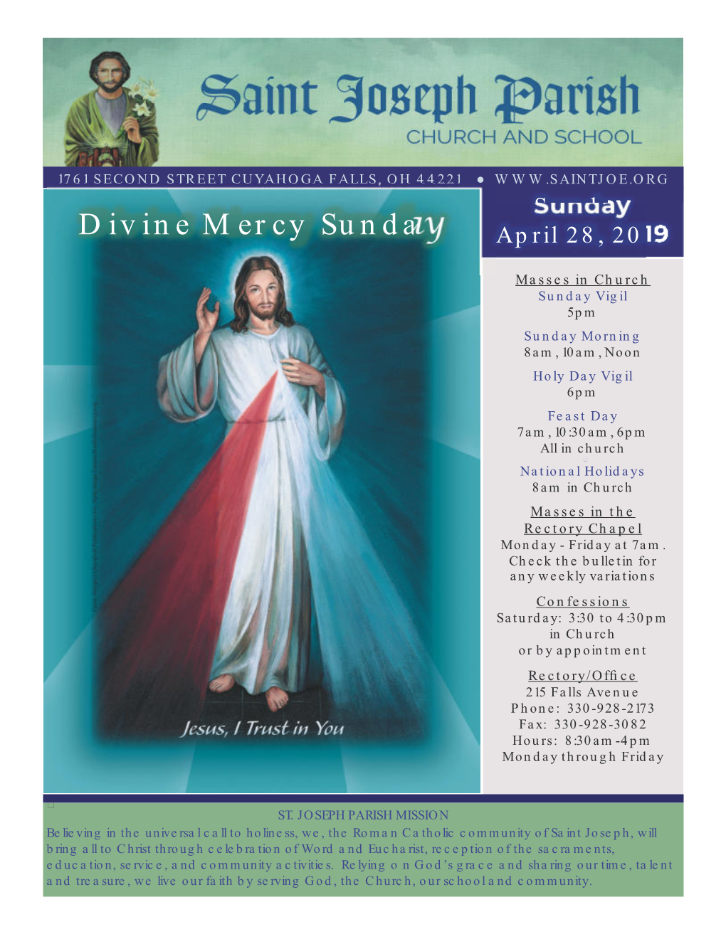 Divine Mercy Sunday April 28, 2019