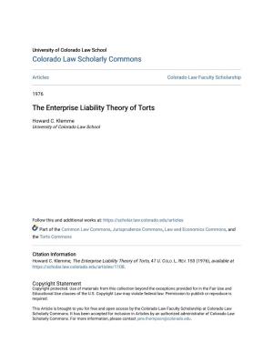 The Enterprise Liability Theory of Torts