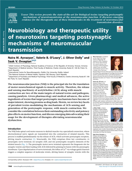Neurobiology and Therapeutic Utility of Neurotoxins Targeting Postsynaptic