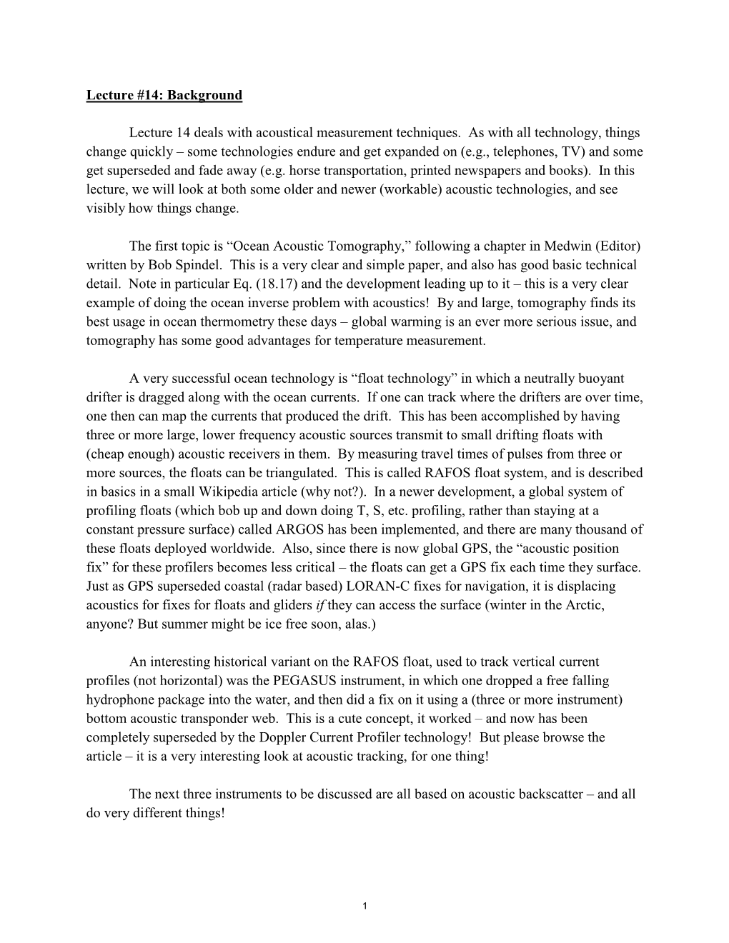 Lecture 14 Deals with Acoustical Measurement Techniques